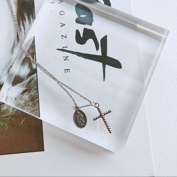 Sterling Silver Virgin Mary Cross Necklace - Picture 2 of 6